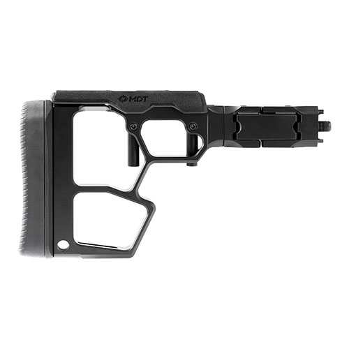 El MDT Skeleton Rifle Stock ofrece ajuste de Longitud de Empuñadura y reposacabezas ajustable, ideal para un uso cómodo y eficiente con tu rifle.